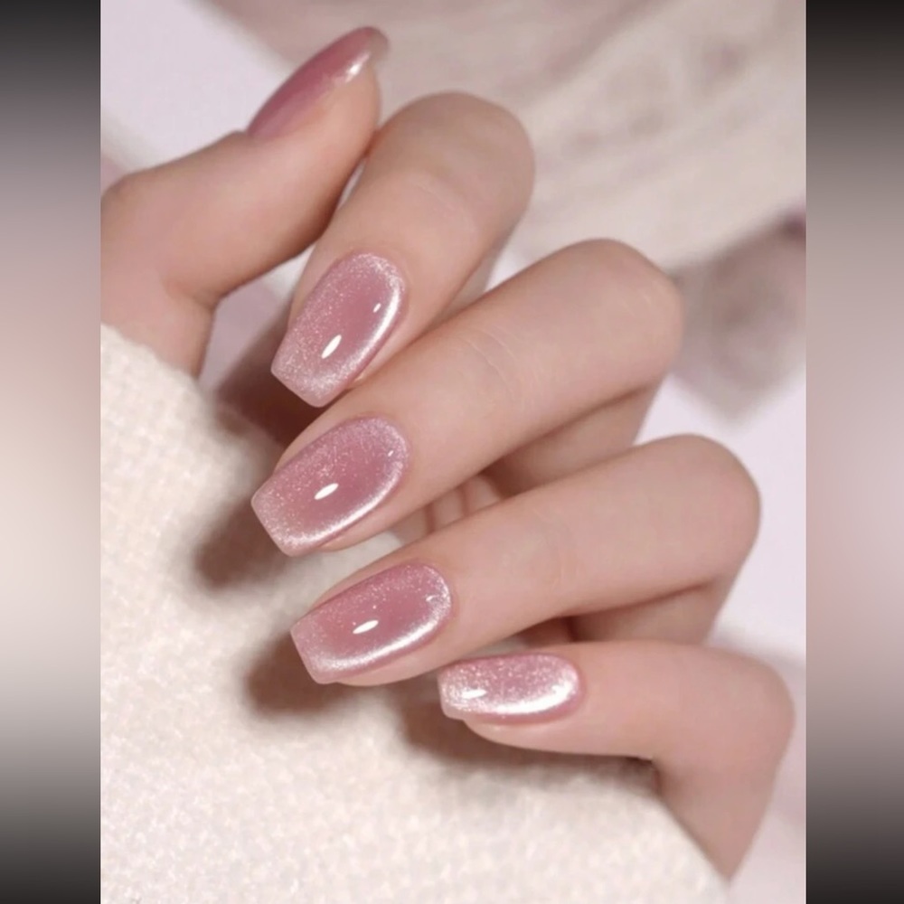 Square Pearl Pink Press On Nails 💅🌟 Restocked !!